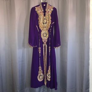 Purple & gold kaftan dress